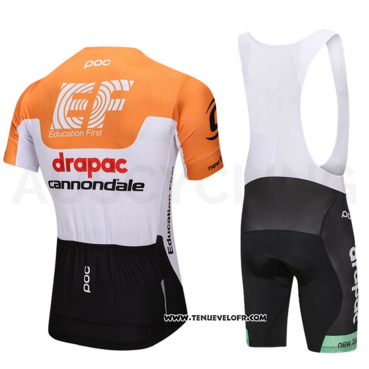2018 Maillot Ciclismo Cannondale Drapac Blanc et Orange Manches Courtes et Cuissard